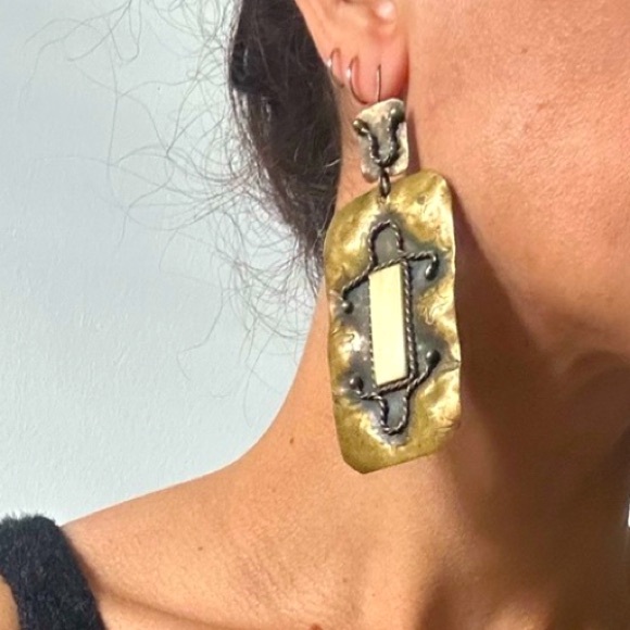 Vintage Brazilian earrings with real ivory detail - Picture 4 of 17